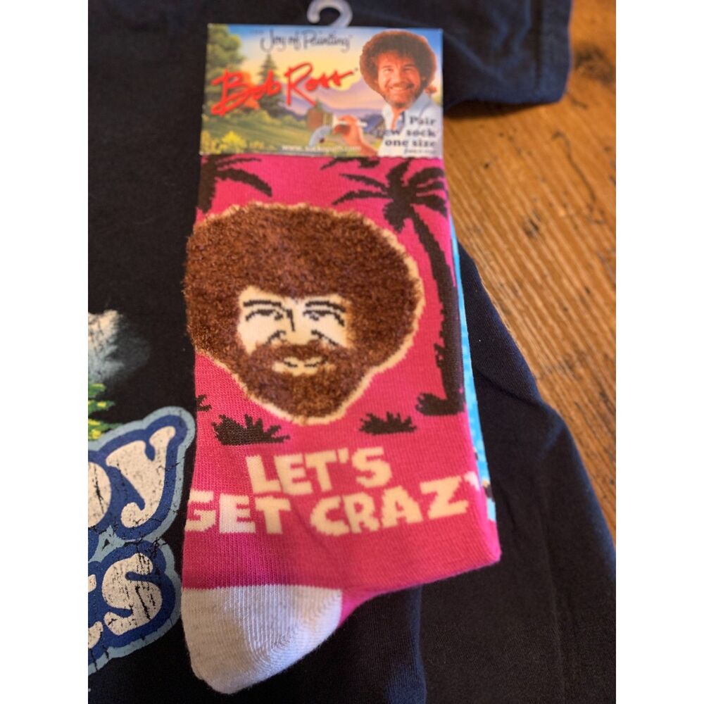 🌲 Bob Ross Graphic T-Shirt & Socks Bundle – Size L - Picture 4 of 5